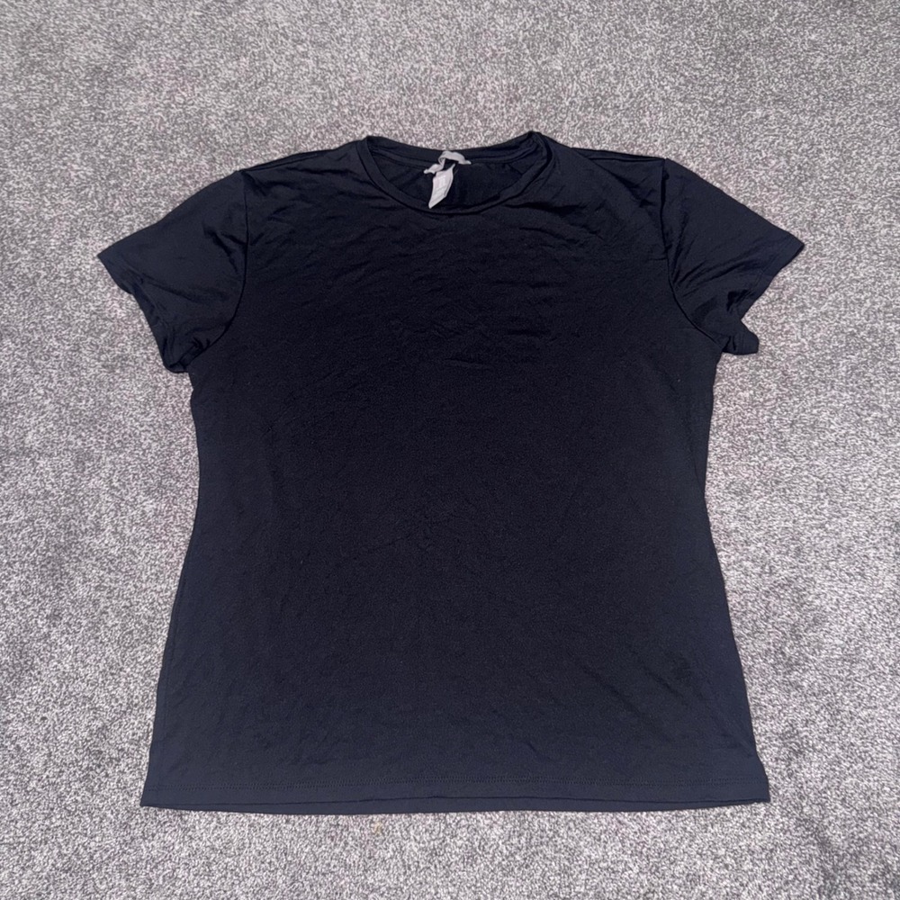 H&M Women's Basic Black Short Sleeve Crewneck T-Shirt Soft Fabric Finish Size XL